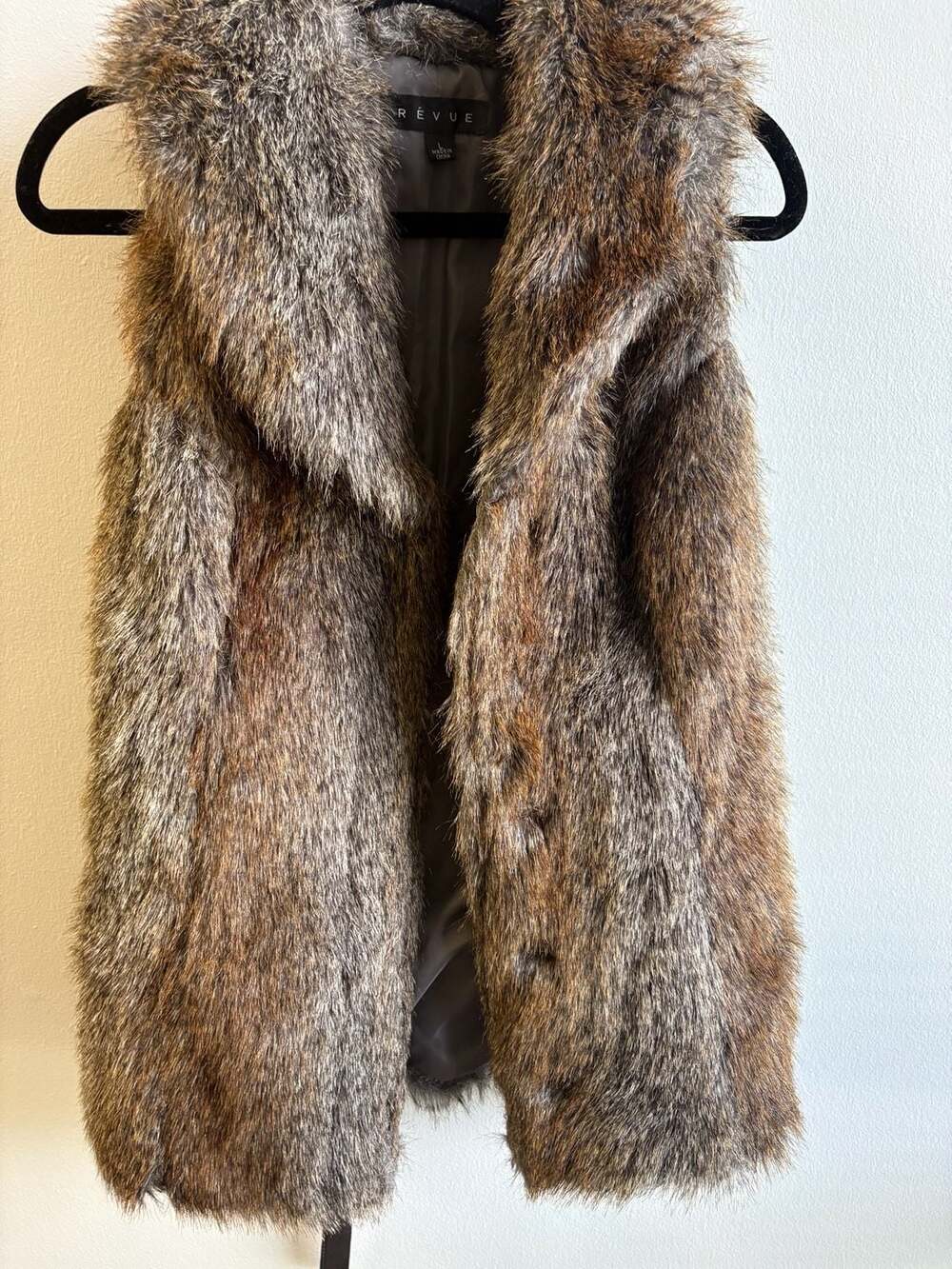 RÉVUE Women's Brown Faux Fur Vest Size L